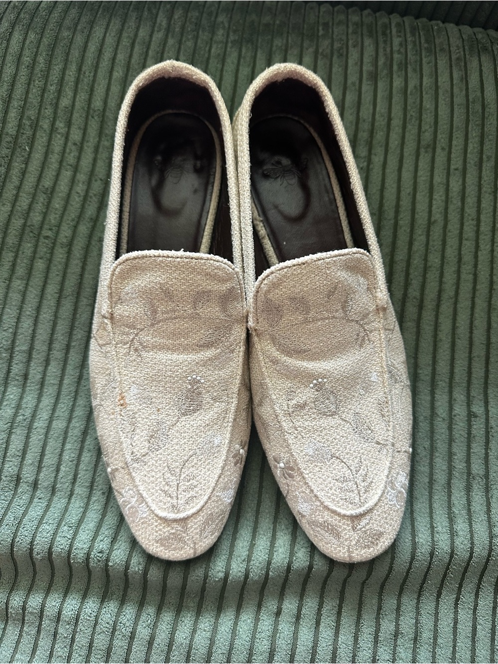 Bougeotte White embroidered Handmade Loafers